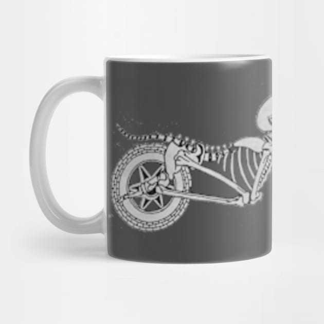 motorbike skeleton old skull head  minimalist by bert englefield 